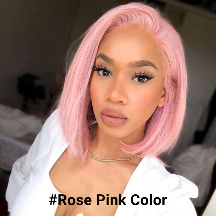 Rose Pink Bob Wigs