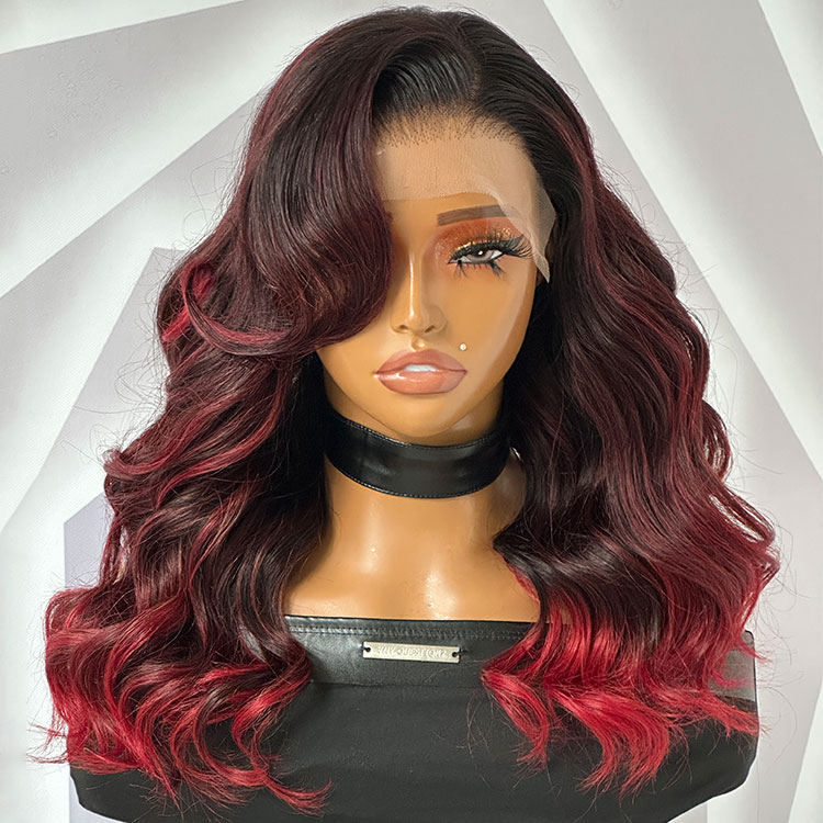 ombre burgundy wig