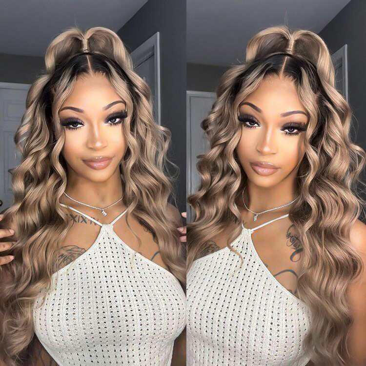 ash blonde wig with dark roots