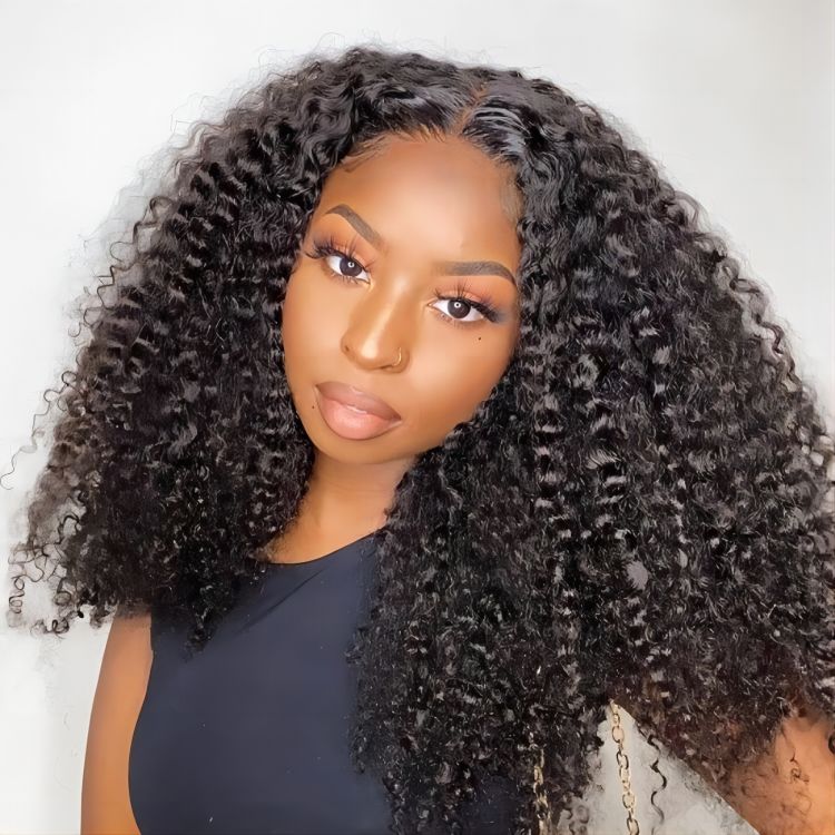 150% Density Curly Human Hair Wig Glueless Wig 5x5 Closure Wig