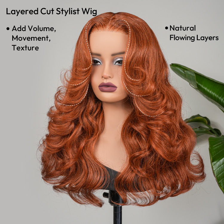 Burnt Orange Ocean Wave Wig