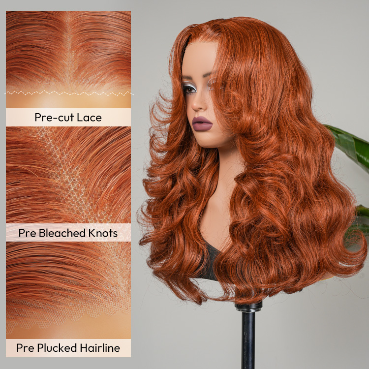 Burnt Orange Ocean Wave Wig