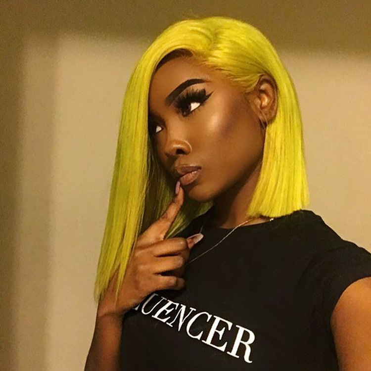 Neon Yellow Bob Wigs