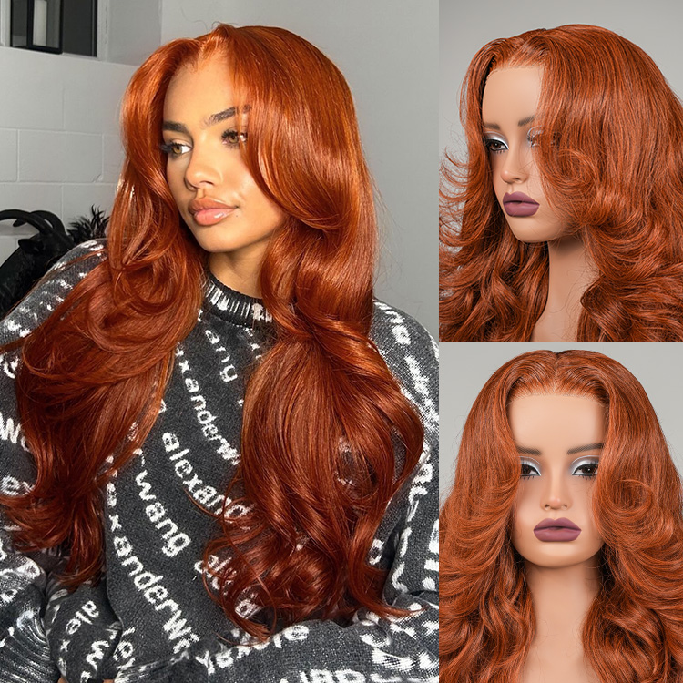 Burnt Orange Ocean Wave Wig