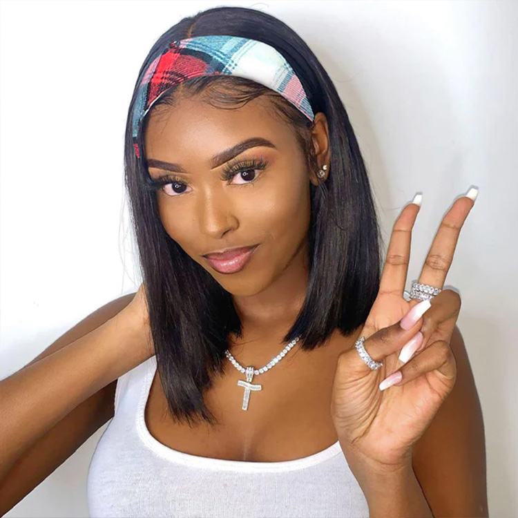 Straight Human Hair Headband Wig