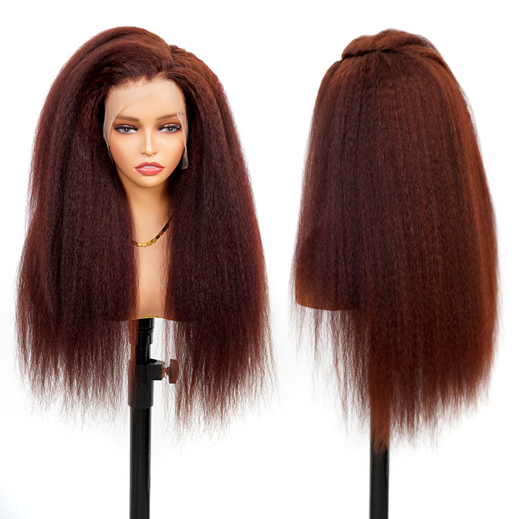 Reddish Brown Kinky Straight Wig