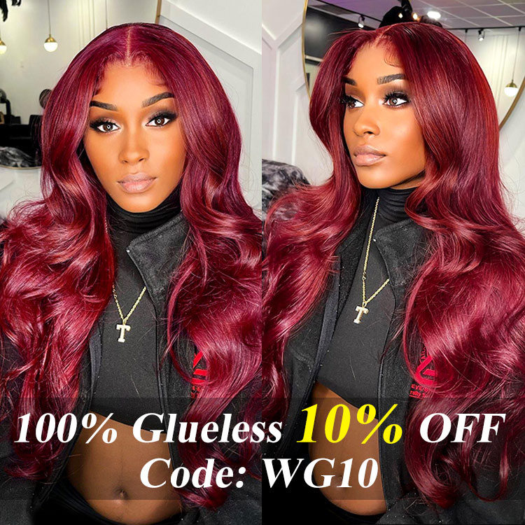 Burgundy Glueless Wear and Go Wig