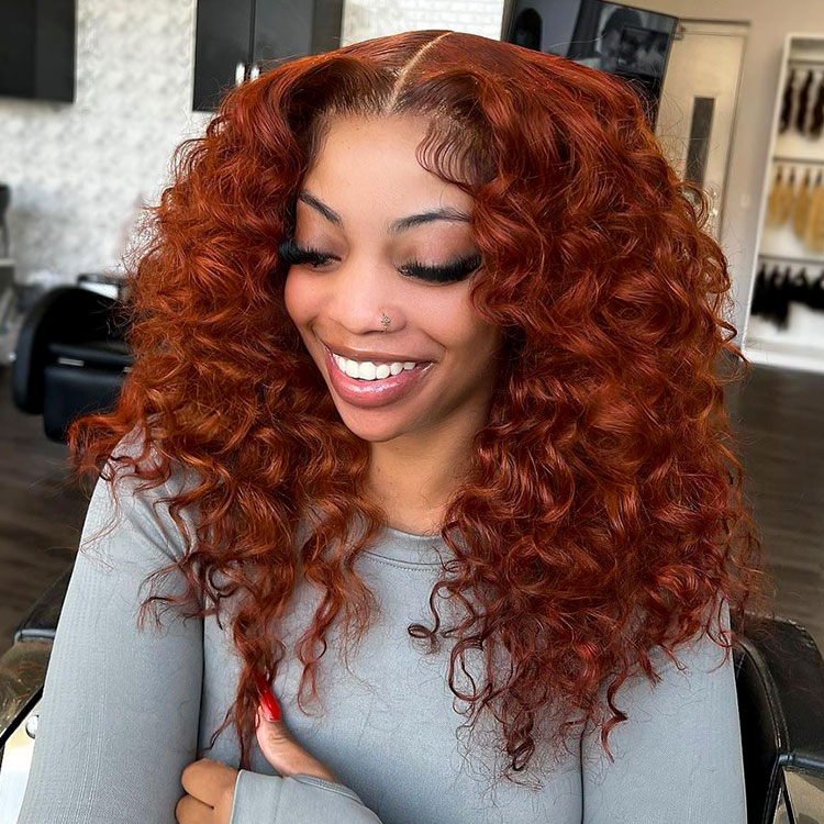 Copper Colored Deep Wave Wig