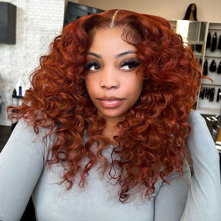 Copper Colored Deep Wave Wigs