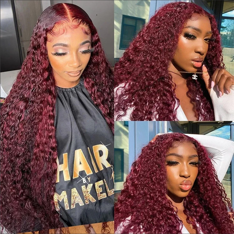 Burgundy Deep Wave Wigs