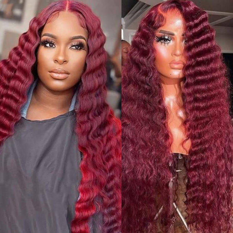 red crimped wig