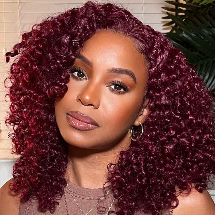 Burgundy Curly Wigs