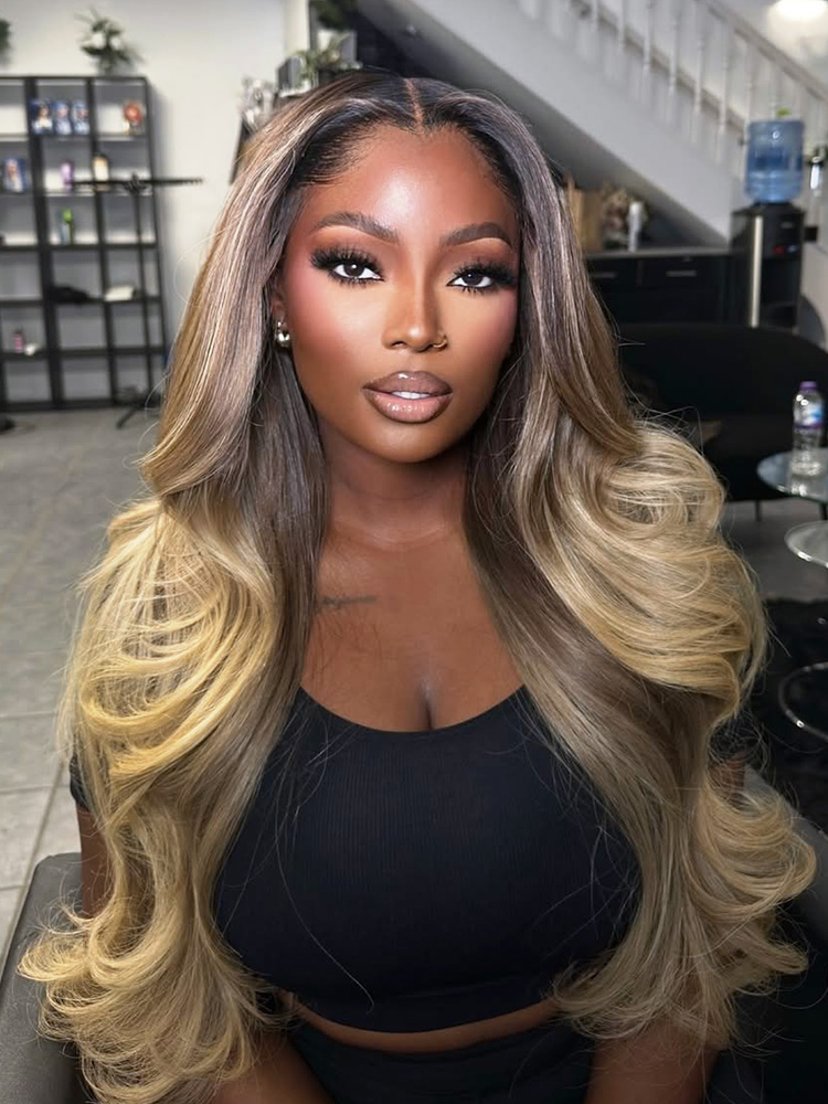 Ash Brown Ombre Blonde Colored Wig