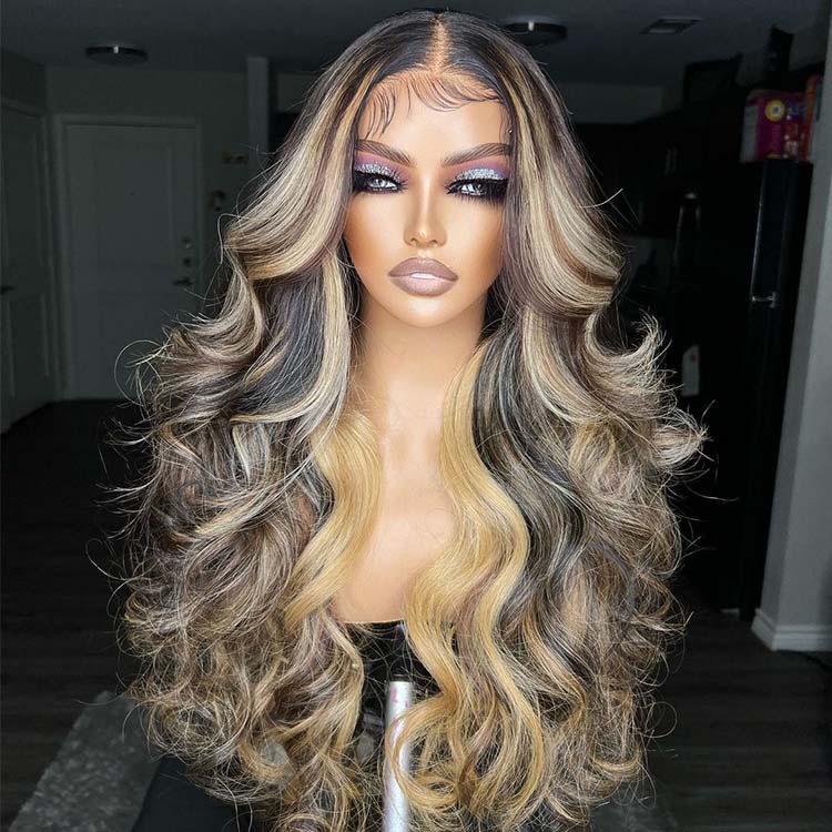 Black Human Hair Wigs With Highlights