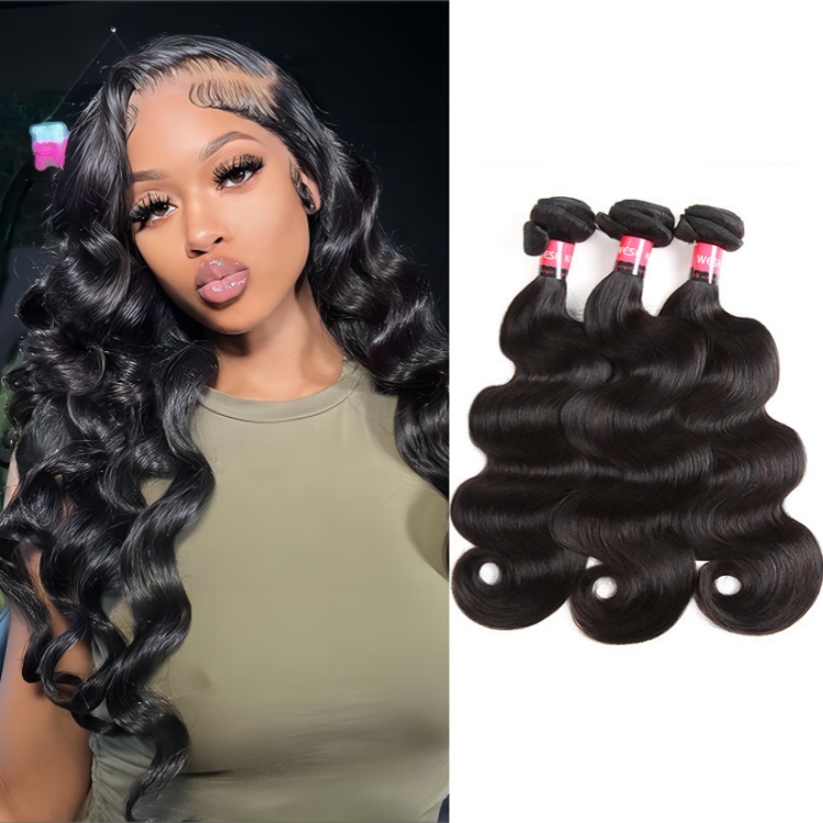 Brazilian Virgin Hair Bundles Body Wave Weaves 3 Bundles/Packet