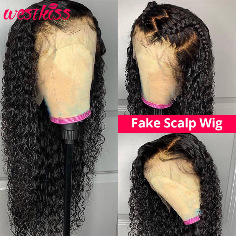 Curly Hair Fake Scalp Wigs 