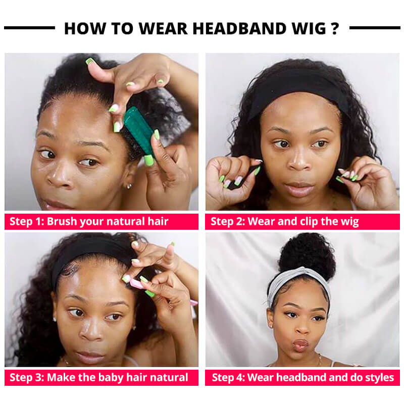 Human Hair Head band Wigs