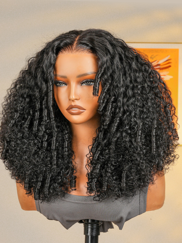 250% Density Curly Glueless Wigs Ready To Go Pre Bleached Pre Cut HD Lace Wigs