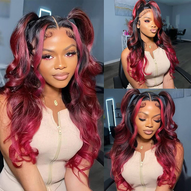 Ombre Burgundy Wig