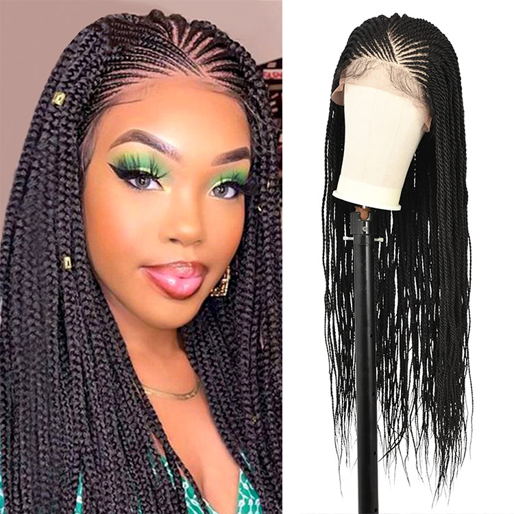 Long Black Synthetic Braided Wig