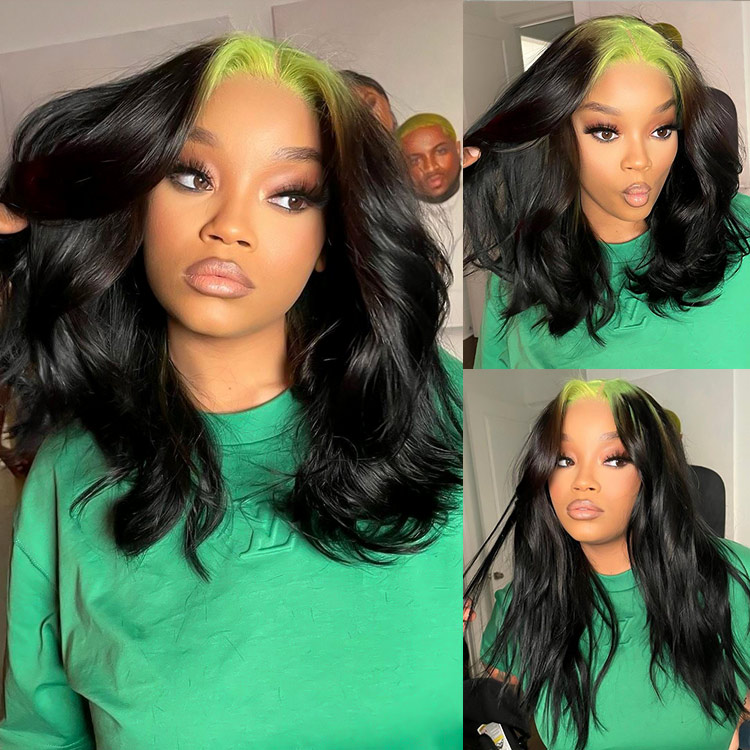 black and green wig