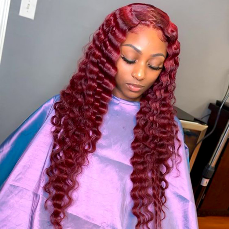 Red Crimped Lace Front Wig