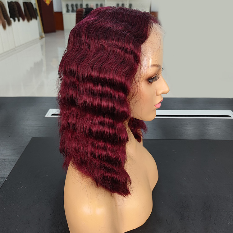 red crimped wig