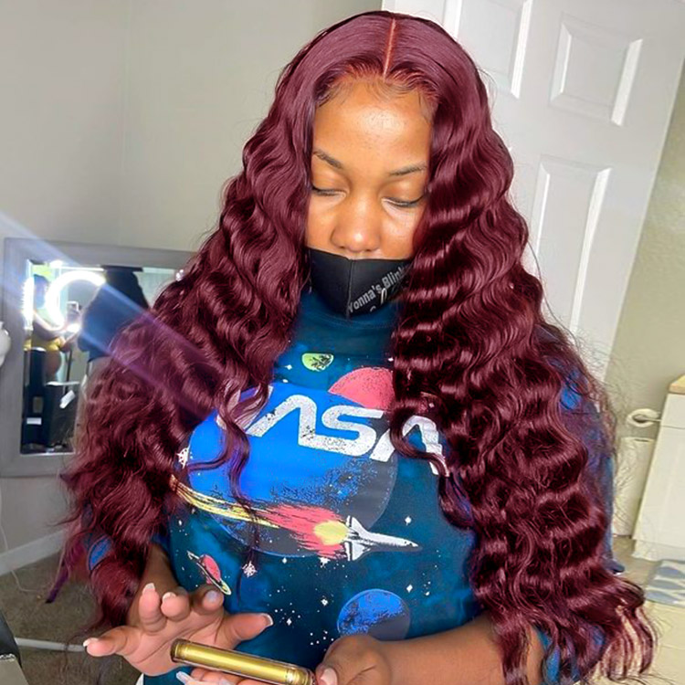 Red Crimped Lace Front Wig