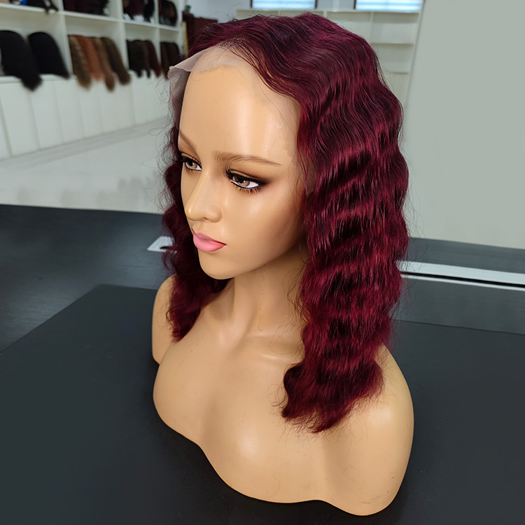 red crimped wig