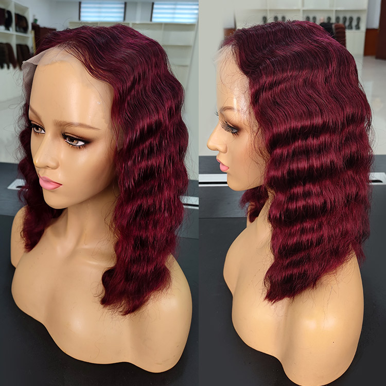 red crimped wig