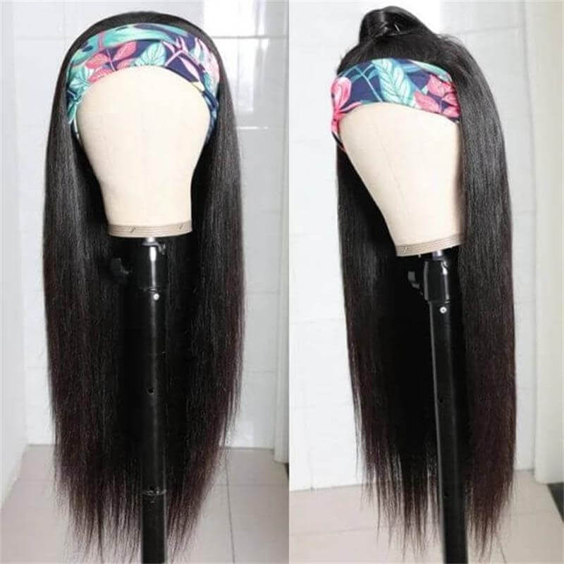 Straight Human Hair Head Band Wigs