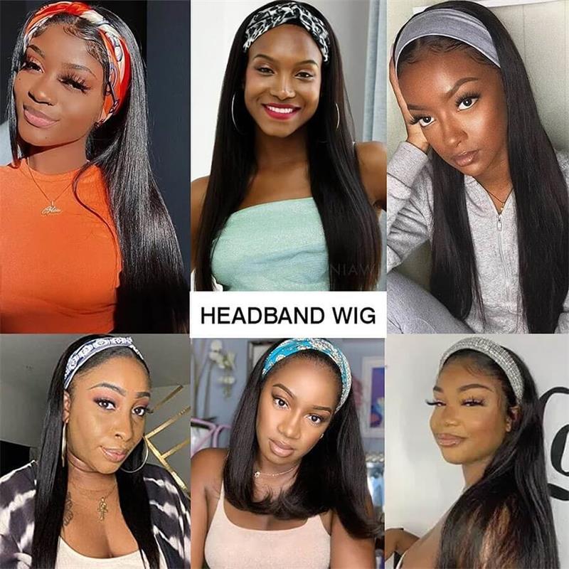 Straight Hair Head Band Wigs