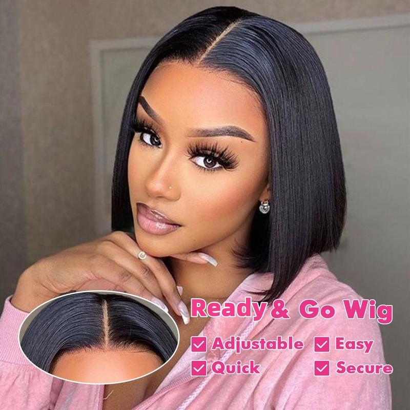 Glueless Ready To Go Wigs - Short Straight Wigs Super Invisible LY Lace Bob Wigs Human Hair