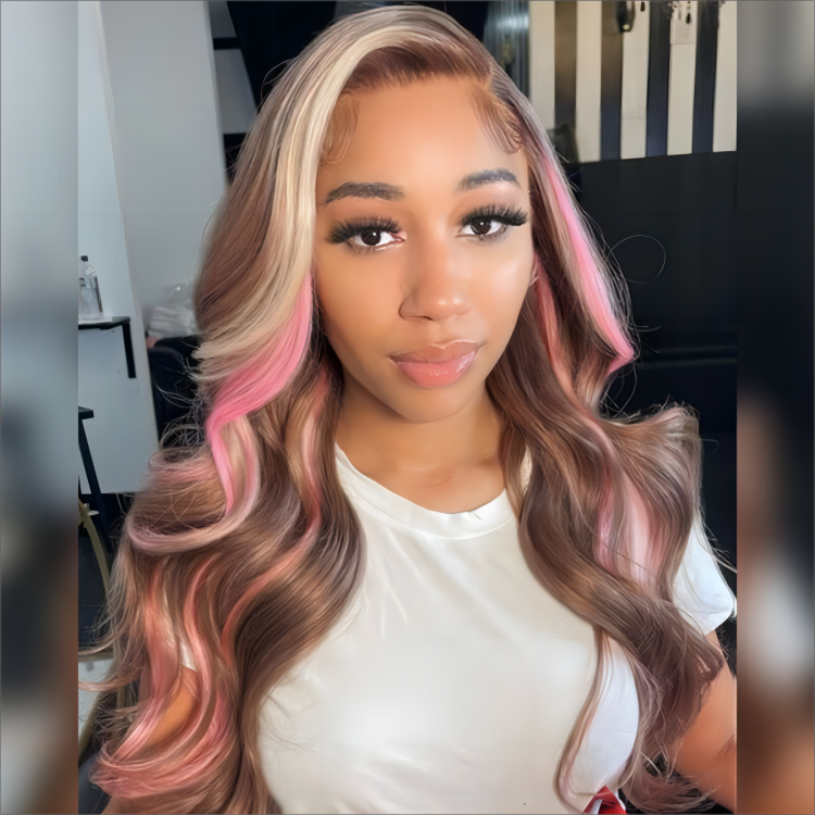 pink highlight wig