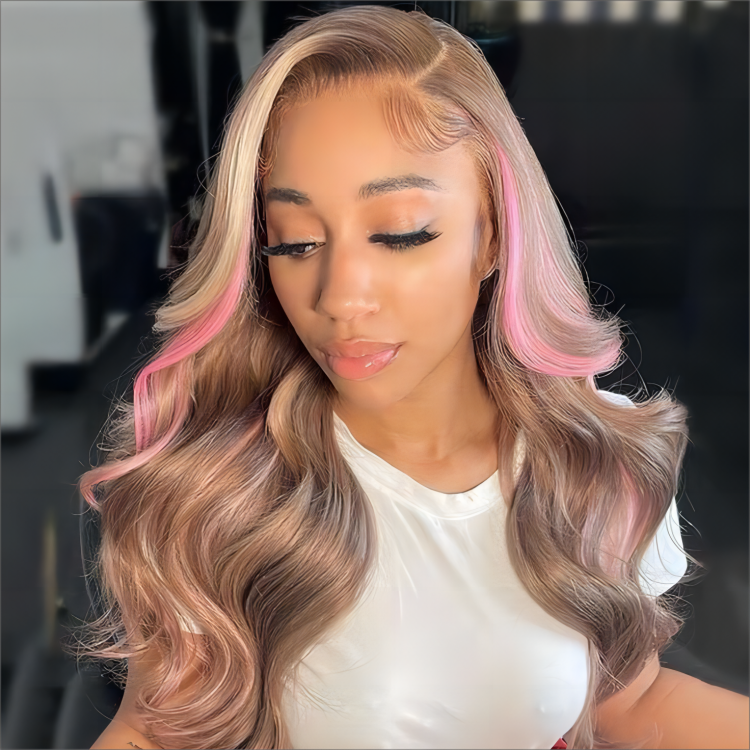 pink highlight wig