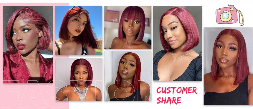 Burgundy Bob Wigs